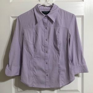 Express Stretch Lilac Button-up Shirt - Size 3/4